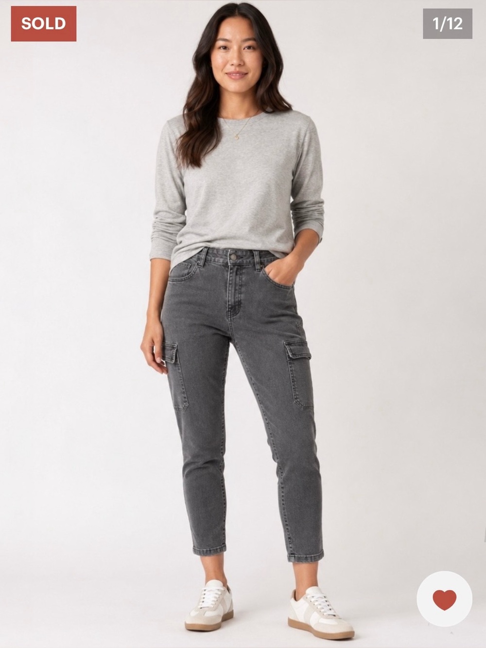 prAna Dollia High Rise Skinny Cargo Ankle Pants Charcoal Grey Size 12